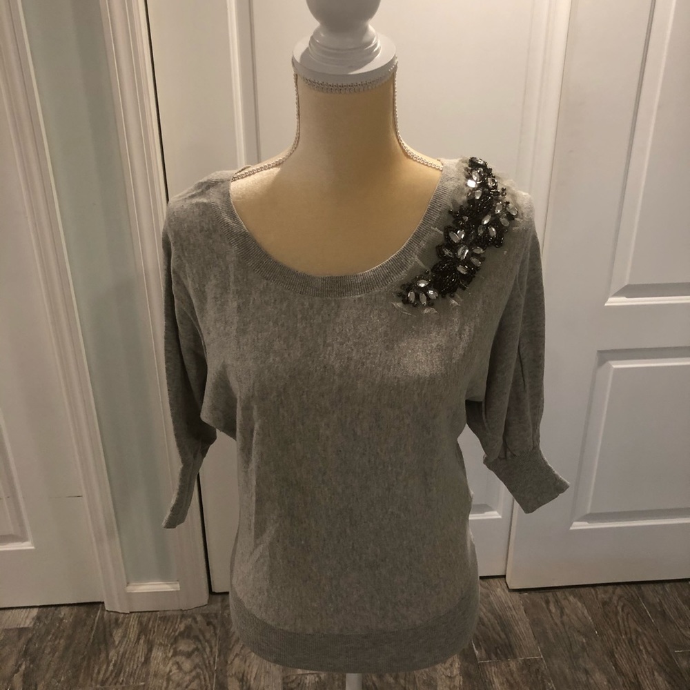 Heather Grey Sweater w/ embellishment